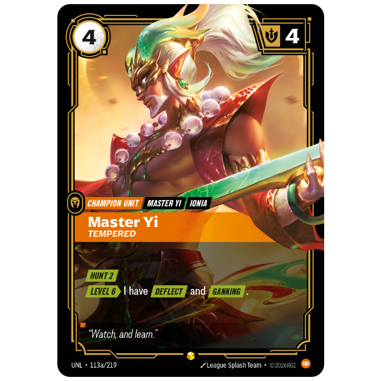 Riftbound TCG - Master Yi, Tempered | Unleashed 113a/219