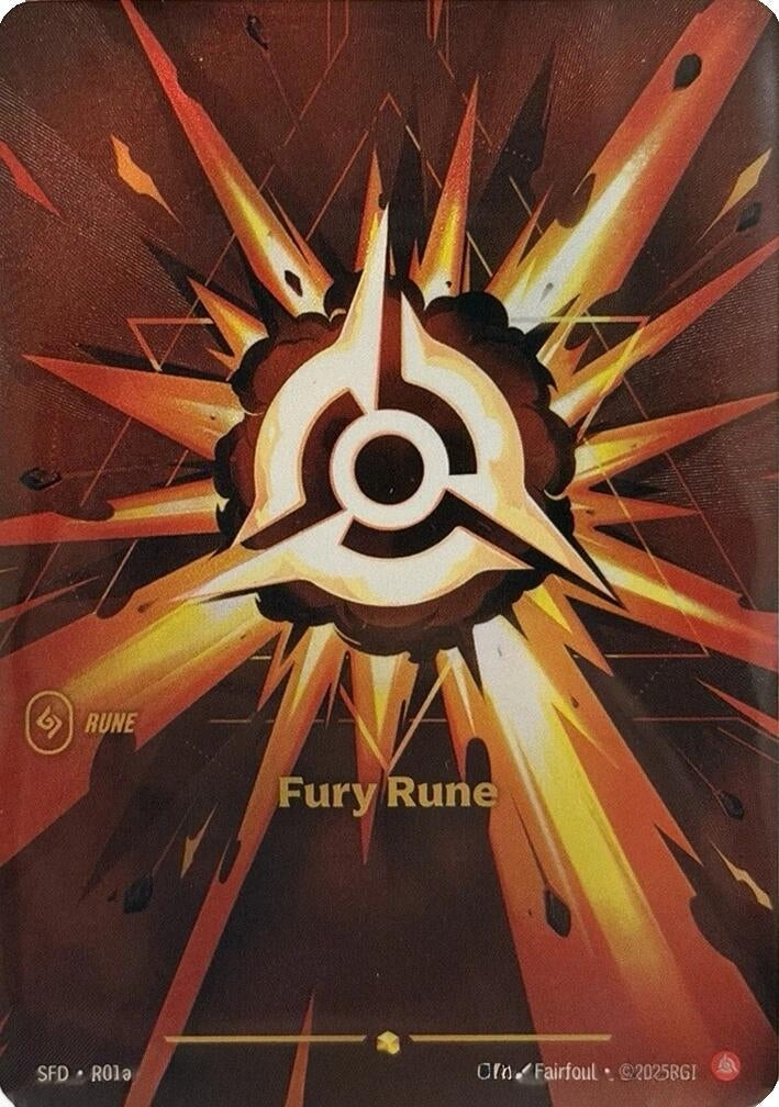 Riftbound Spiritforged Fury Rune Alternate Art R01a Foil Showcase card