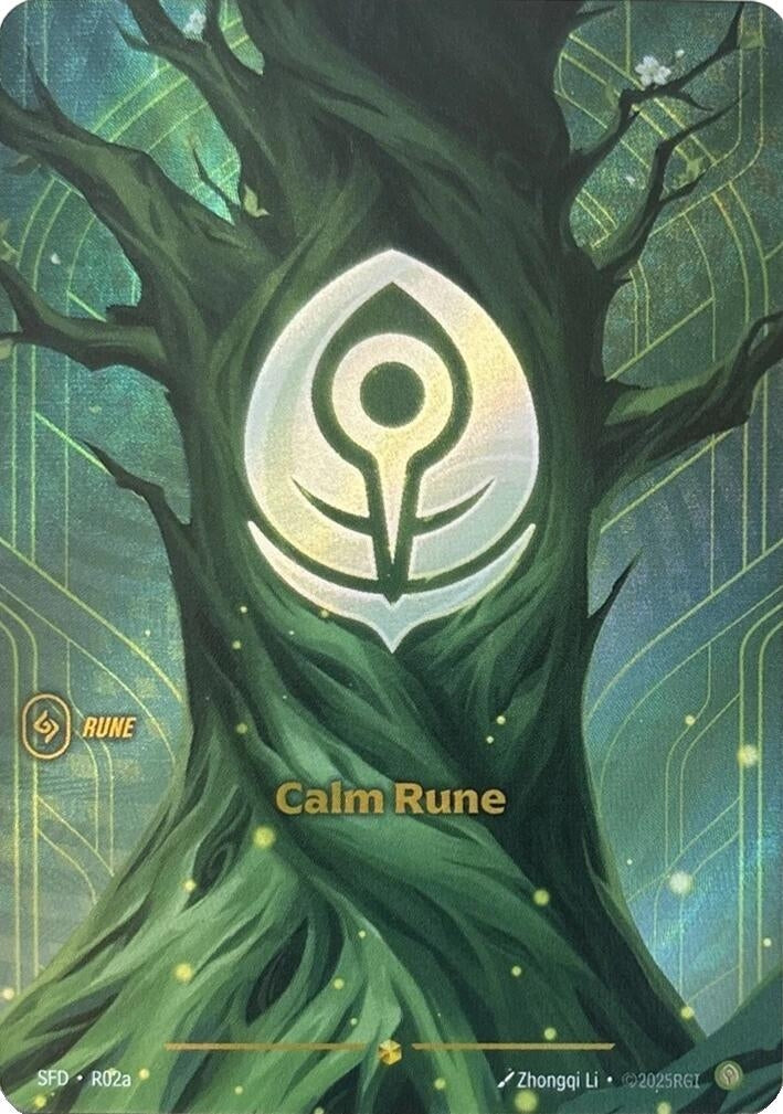 Riftbound Spiritforged Calm Rune Alternate Art R02a Foil Showcase card