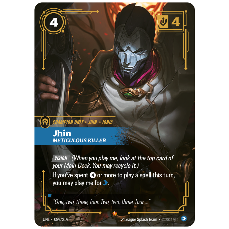 Riftbound TCG - Jhin, Meticulous Killer | Unleashed 089/219