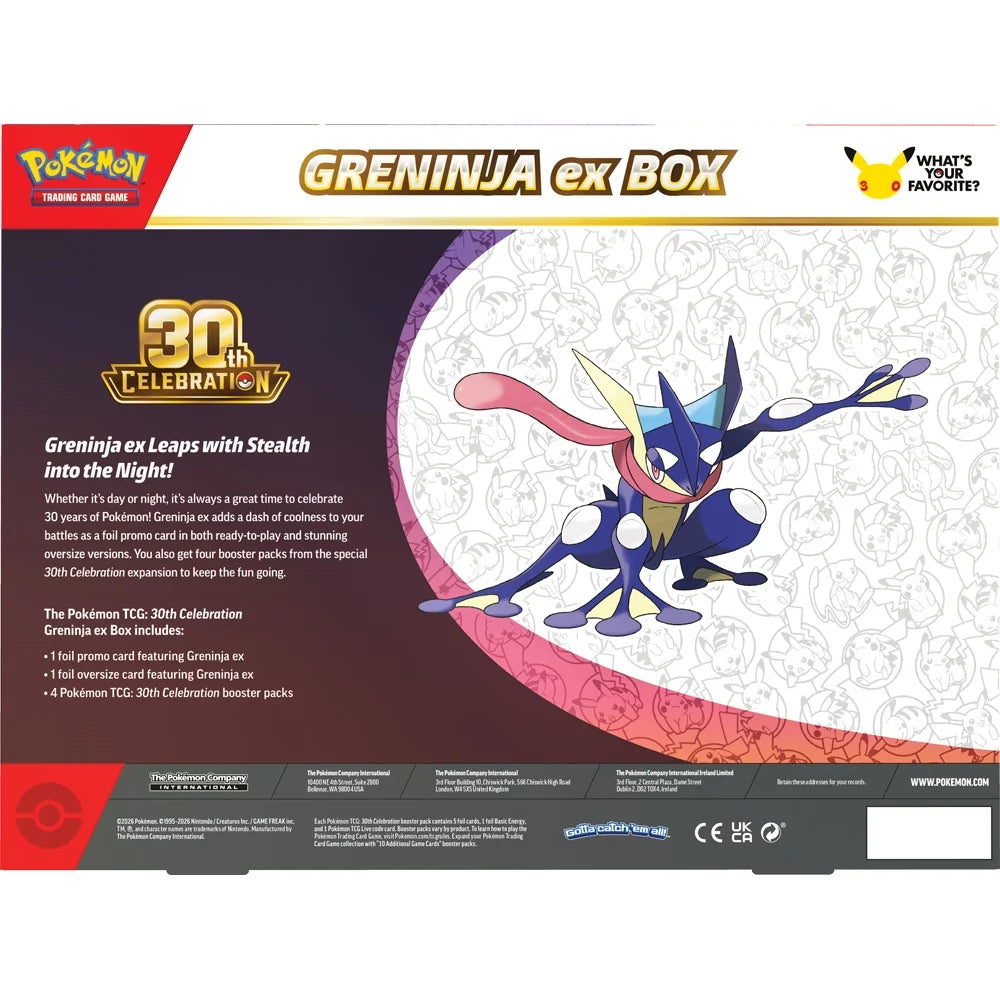 Pokémon TCG: 30th Celebration – Pokémon ex Box (Sylveon or Greninja)