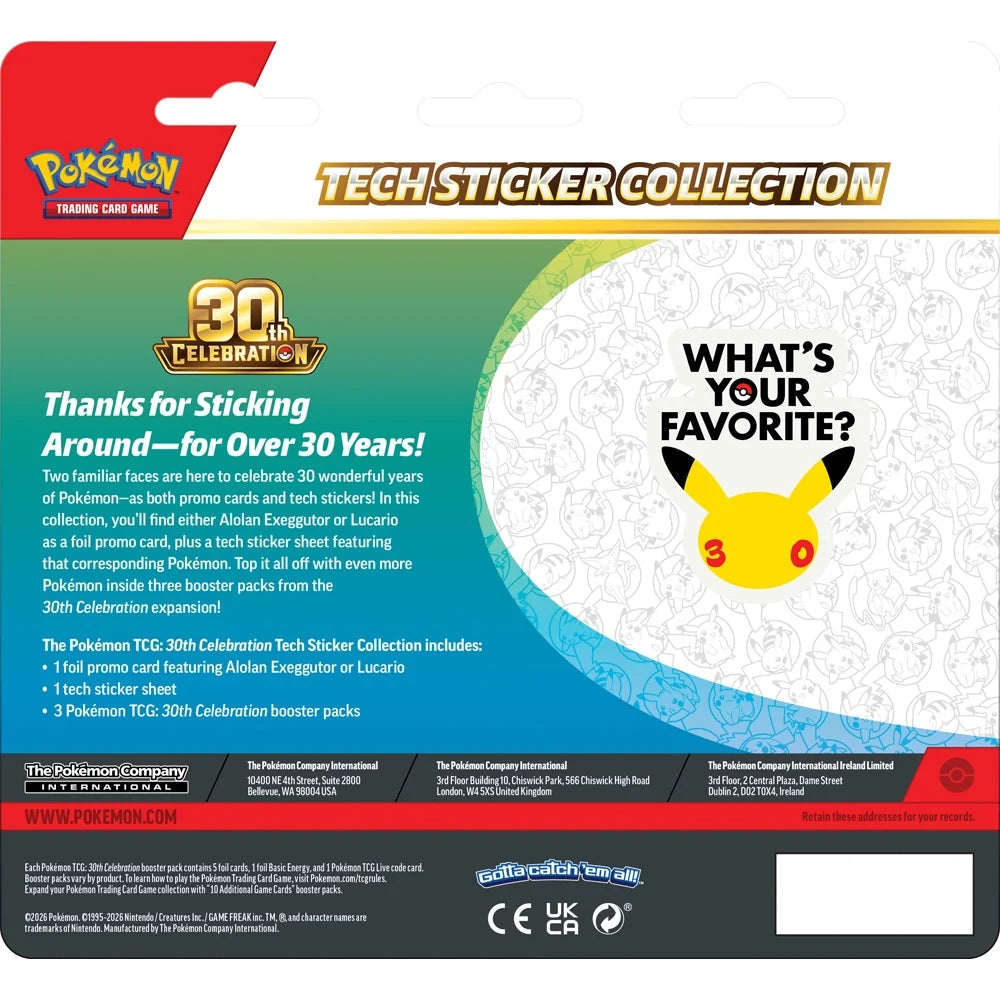 Pokémon TCG: 30th Celebration – Tech Sticker Collection (Assorted)