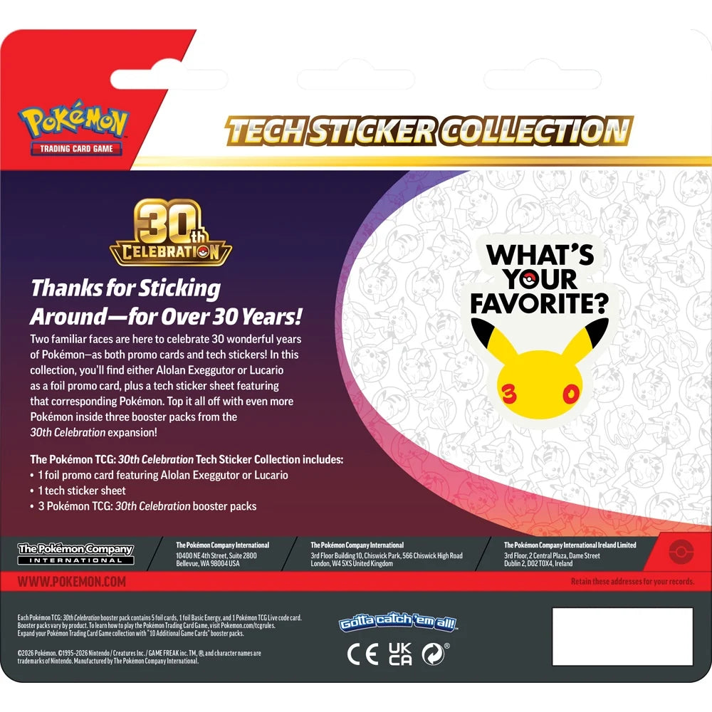 Pokémon TCG: 30th Celebration – Tech Sticker Collection (Assorted)