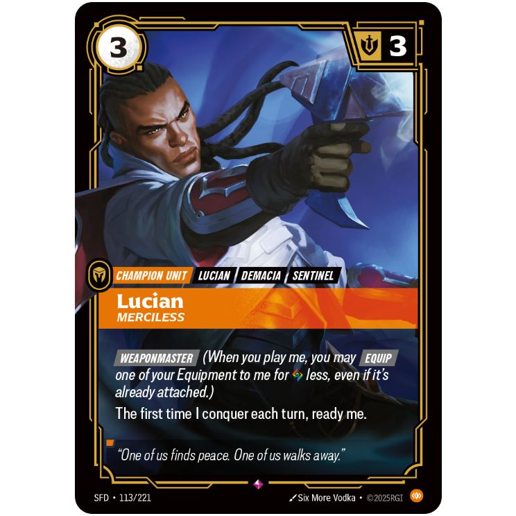 Lucian Merciless - Riftbound Spiritforged #113