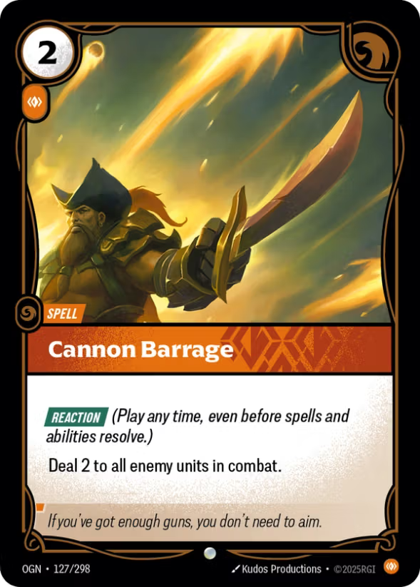 Riftbound TCG – Cannon Barrage (Foil, Common) | Origins 127/298