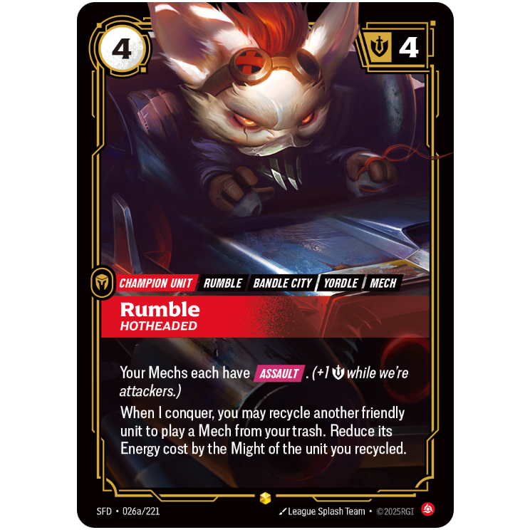 Rumble Hotheaded - Riftbound Spiritforged #26a