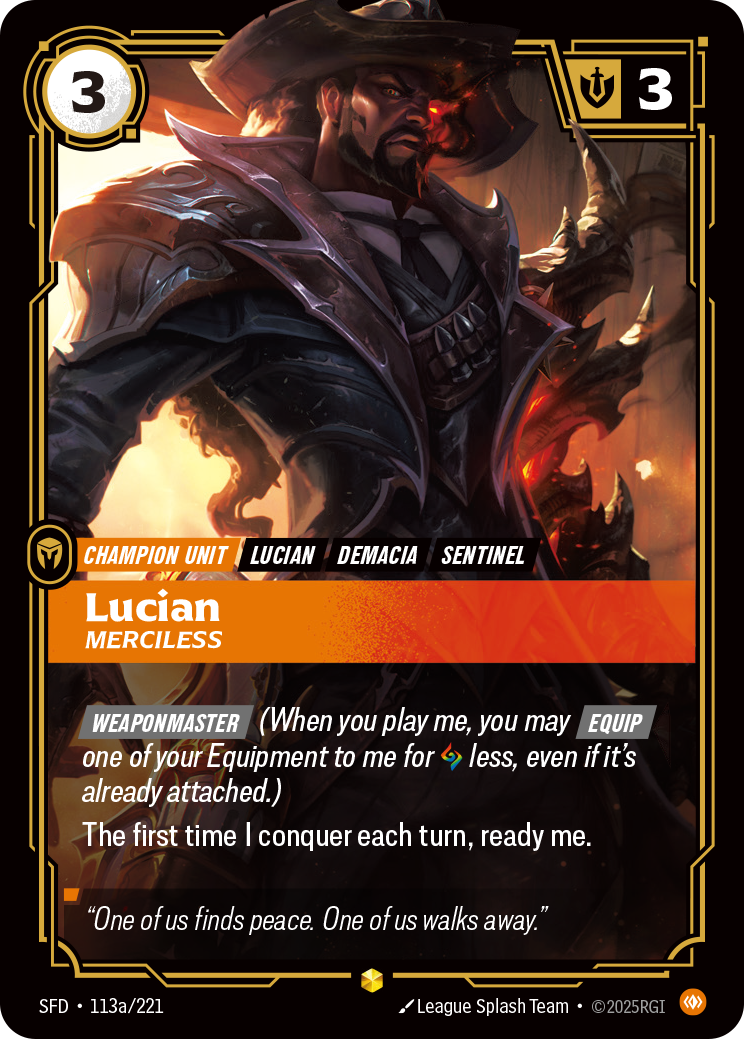 Lucian Merciless - Riftbound Spiritforged #113a