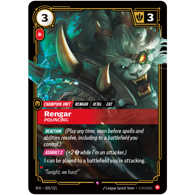 Riftbound TCG Rengar Pouncing Foil Spiritforged 025/221 – BaldnStinky