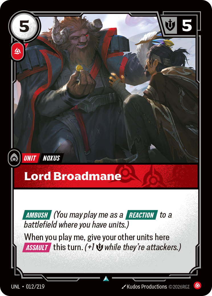 Riftbound TCG - Lord Broadmane | Unleashed 012/219