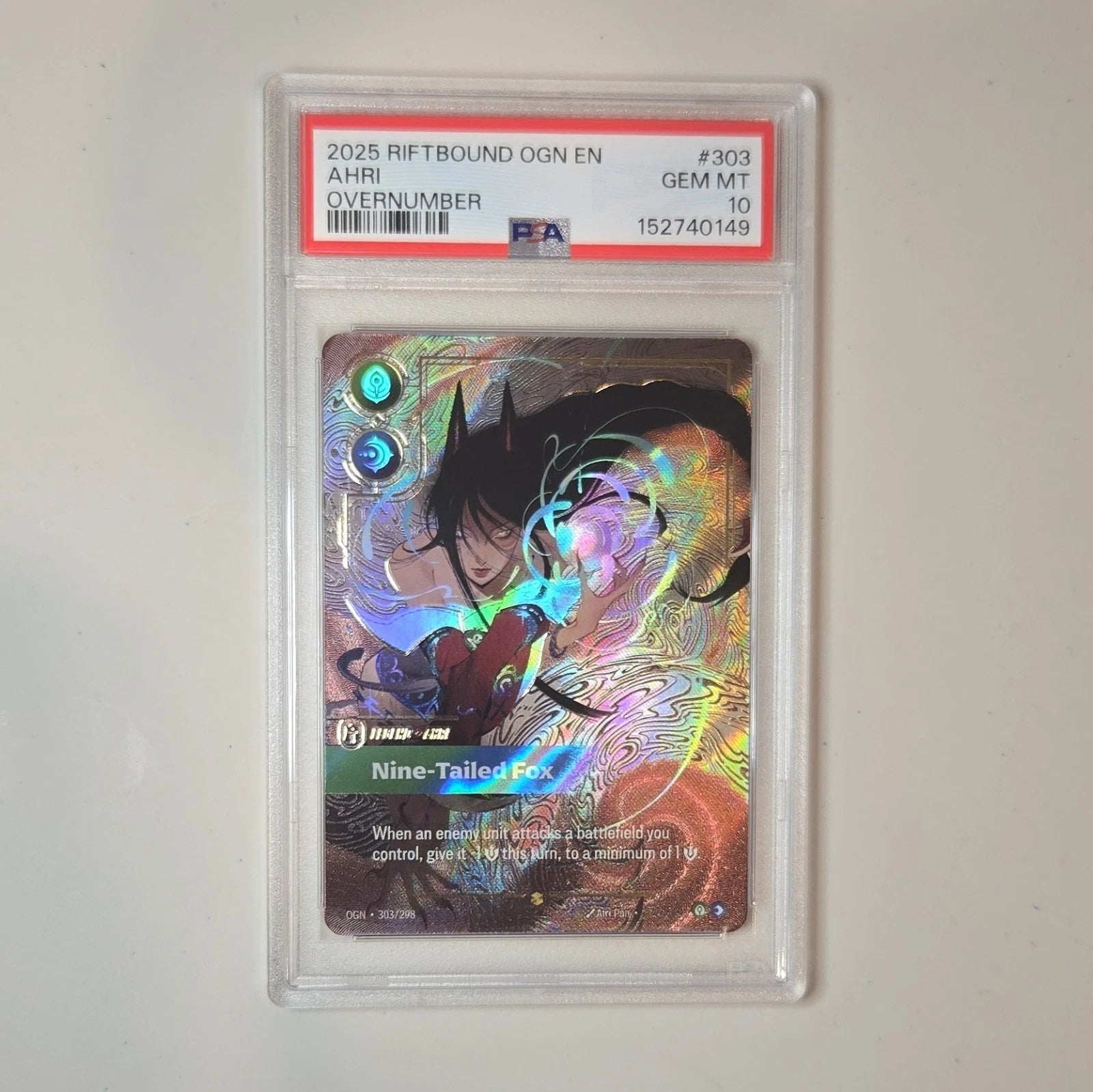 Riftbound TCG – Ahri Nine-Tailed Fox (Foil) | Origins OGN 303/298 PSA 10