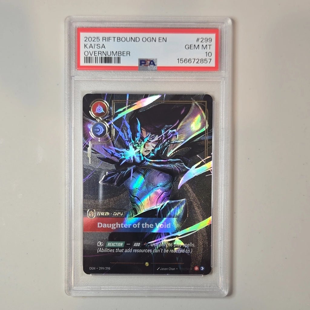 Riftbound TCG – Kai'Sa Daughter of the Void (Overnumber) | Origins OGN 299/298 PSA 10