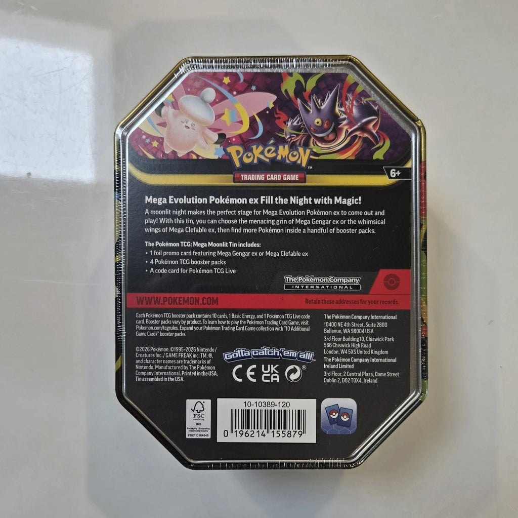 Pokémon TCG – Mega Moonlit Tin—Mega Gengar EX (Sealed Tin)