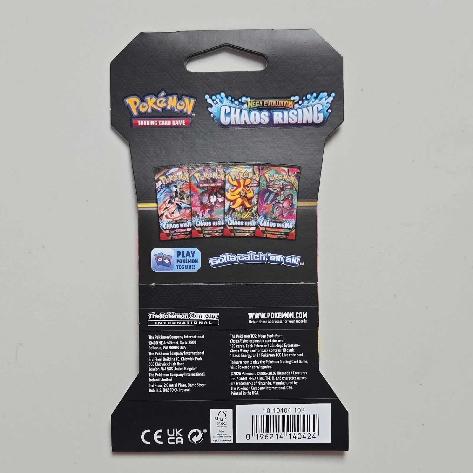 Pokémon TCG Mega Evolution—Chaos Rising Booster Pack Hangsell (Factory Sealed)