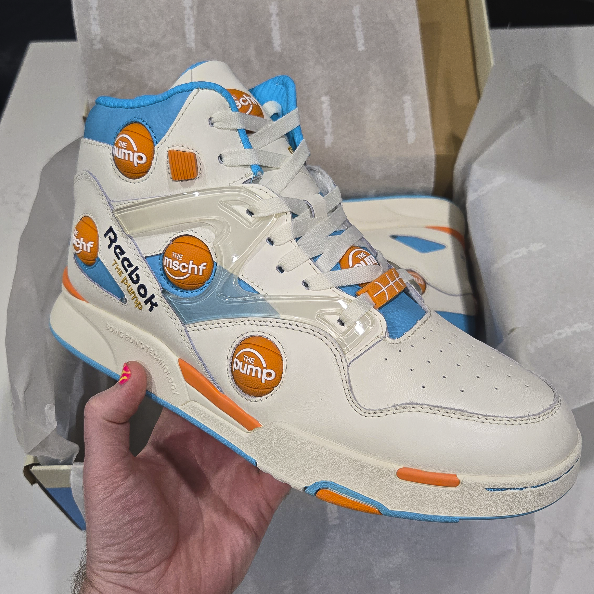 Reebok x MSCHF Pump Omni Zone IX Men’s US – Multi Pump White Orange Blue – New