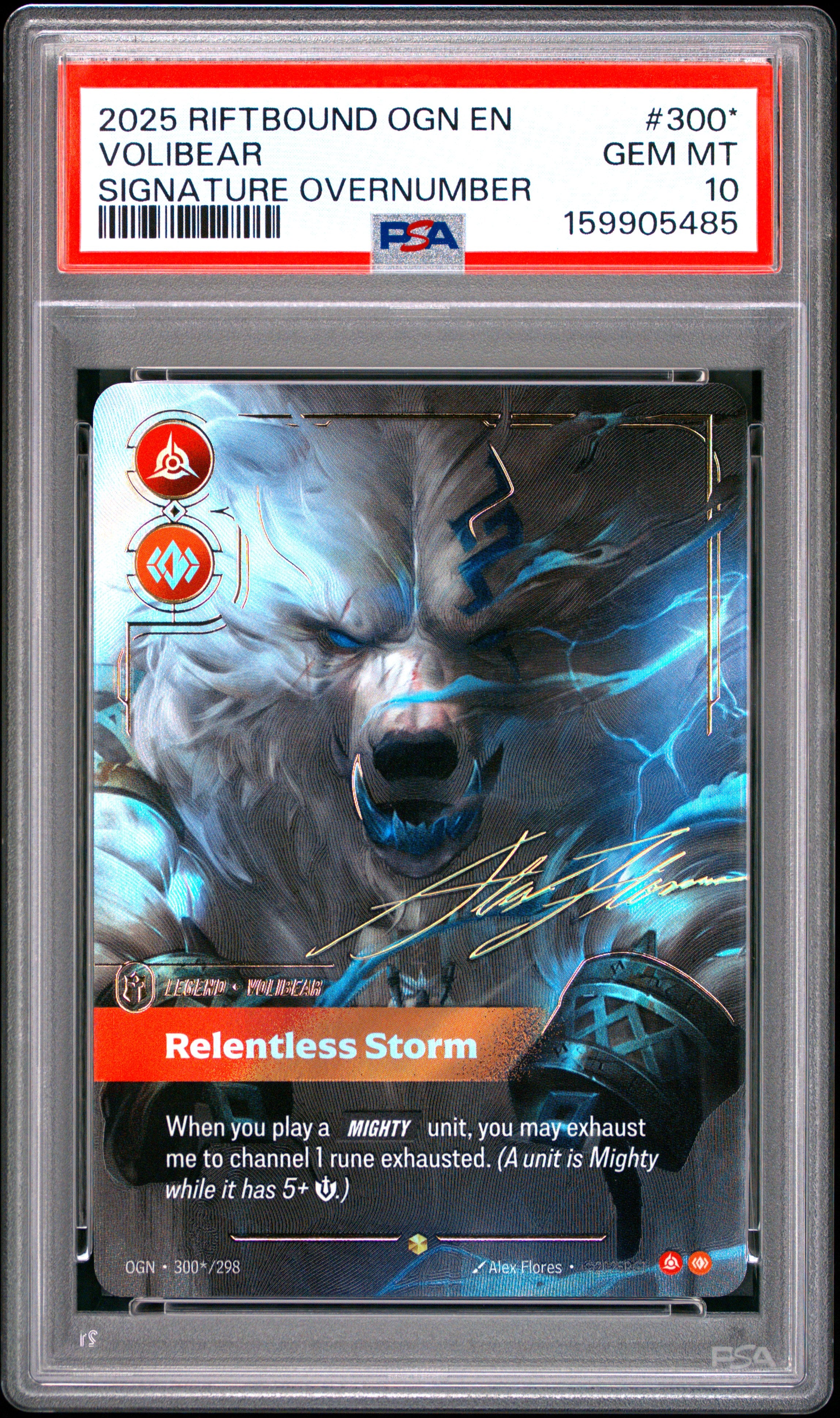 Riftbound TCG – Volibear Relentless Storm (Signature Overnumber) | Origins OGN 300*/298 PSA 10