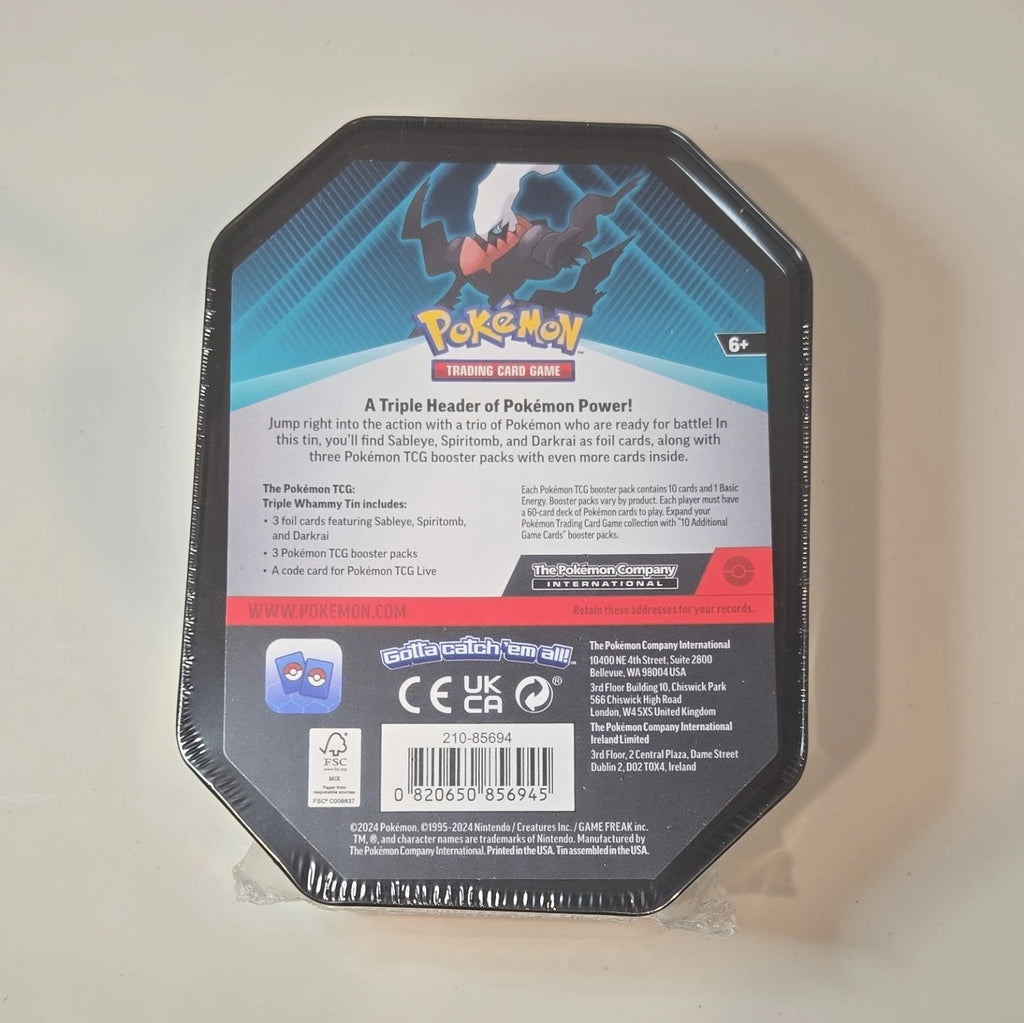 Pokémon TCG Triple Whammy Collector Tin Darkrai back