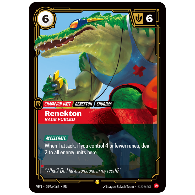 Riftbound TCG - Renekton, Rage Fueled | Vendetta 019a/166