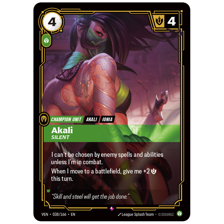 Riftbound TCG - Akali, Silent | Vendetta 038/166