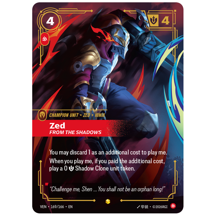 Riftbound TCG - Zed, From the Shadows | Vendetta 169/166