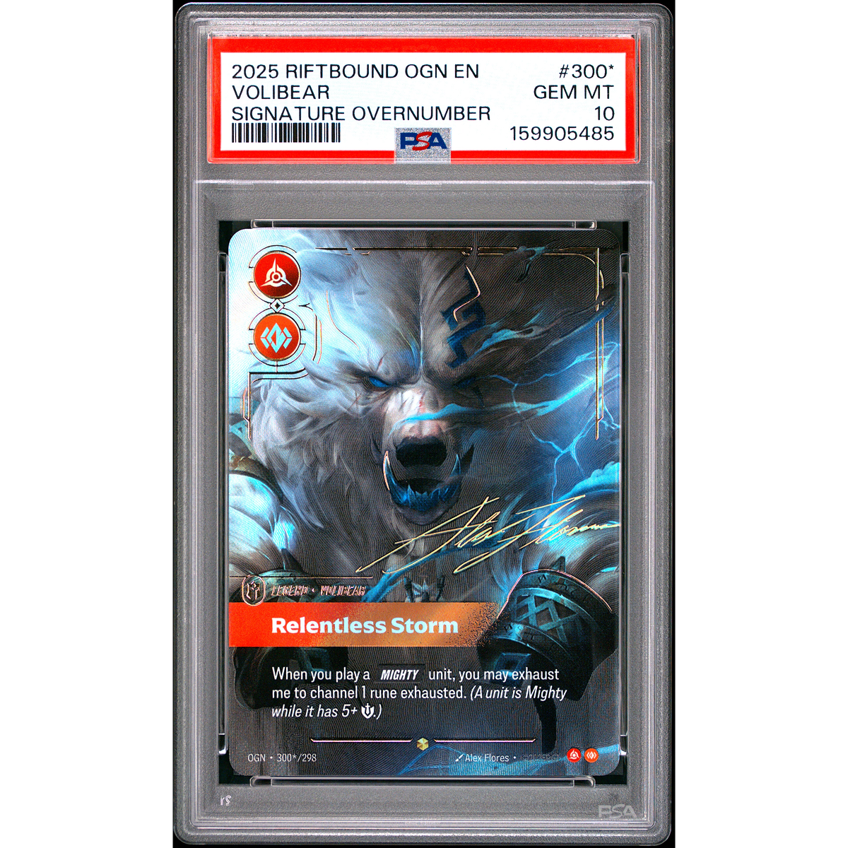 Riftbound TCG - Volibear Relentless Storm SIGNATURE | 300/298 - PSA 10 (Overnumber) | Origins
